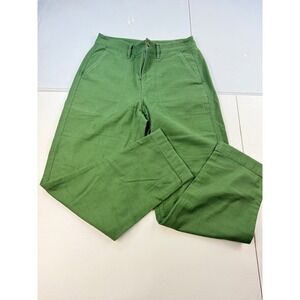 J.Crew Re-Imagined Green Wide Leg Crop Pants Womens Size 2‎ Cotton